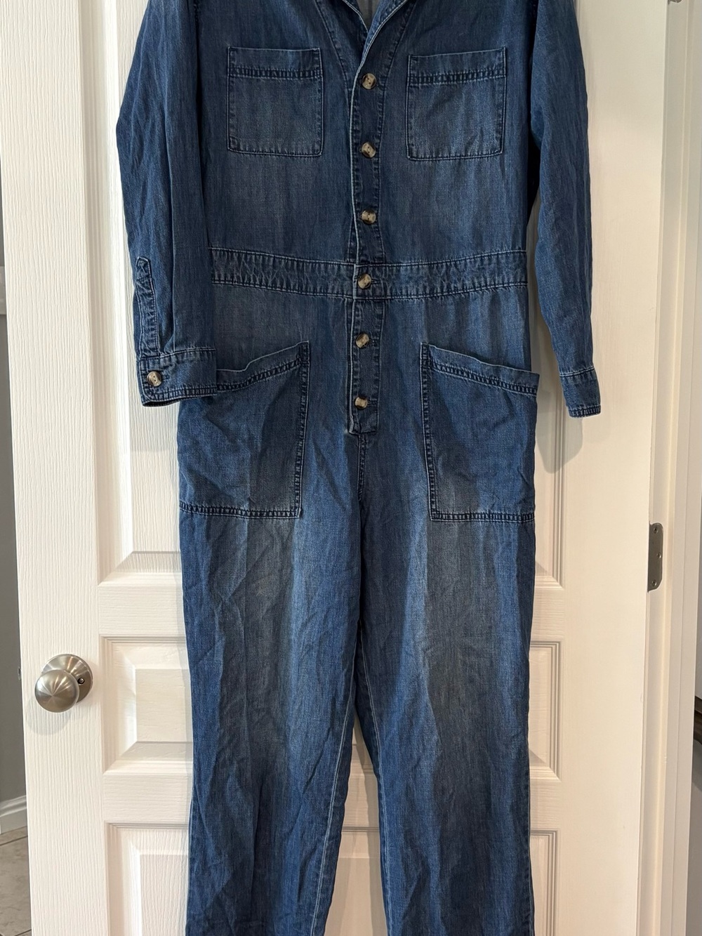 Universal Thread Denim Button-Front Jumpsuit - Blue - Picture 2 of 6